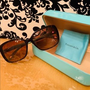 Tiffany & Co Brown Rectangle Bow Sunglasses